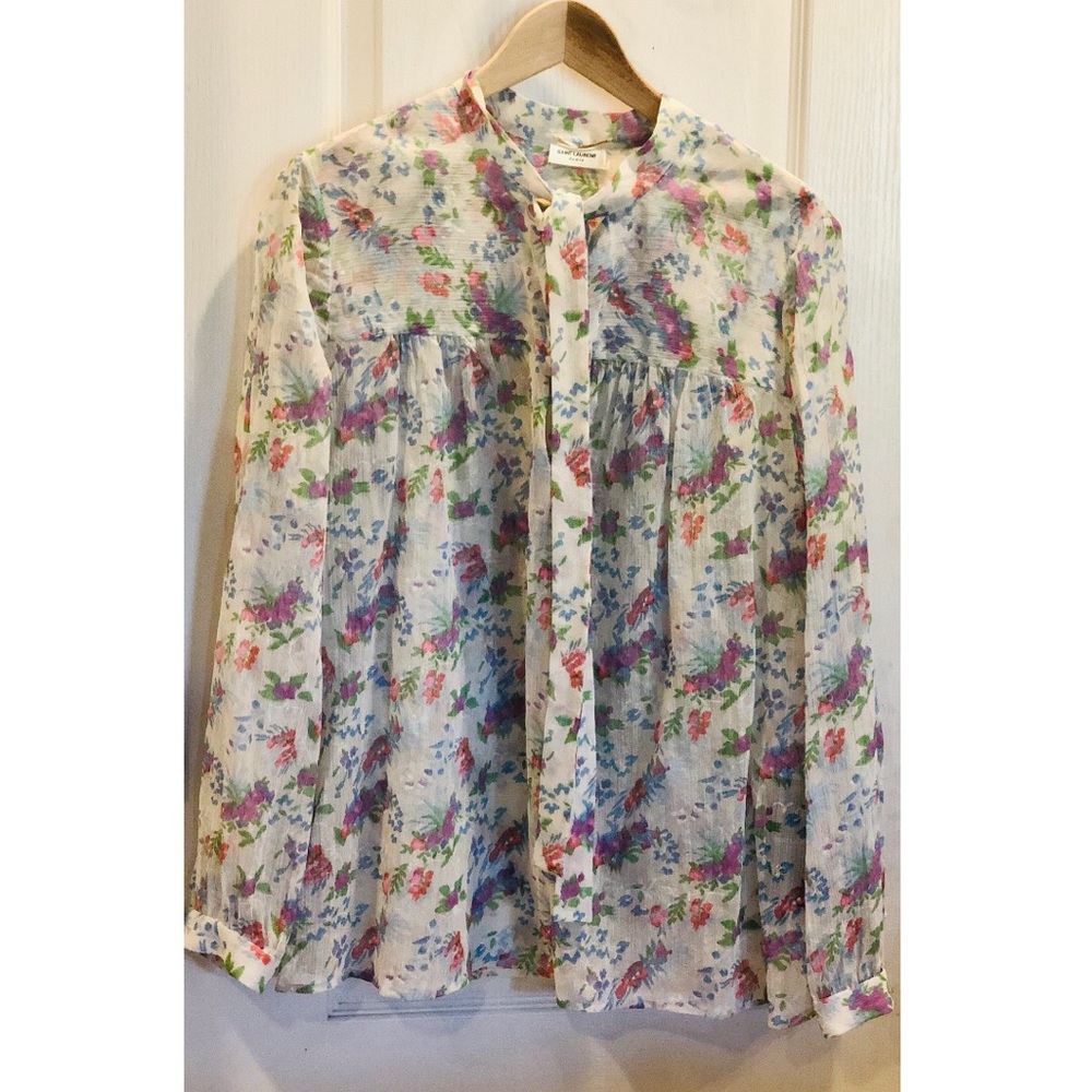 Saint Laurent silk tie blouse
